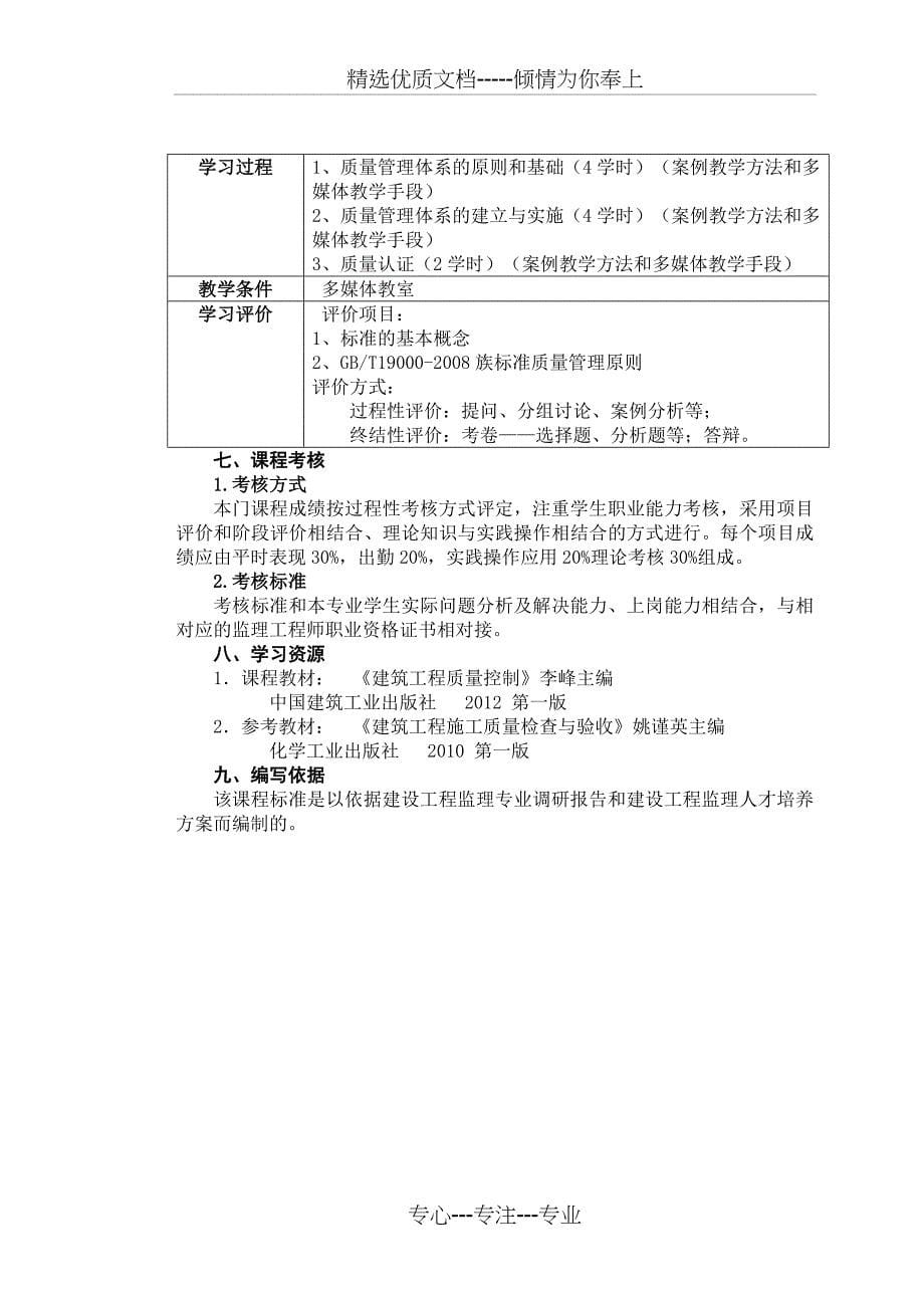 《建筑工程质量控制》课程标准_第5页