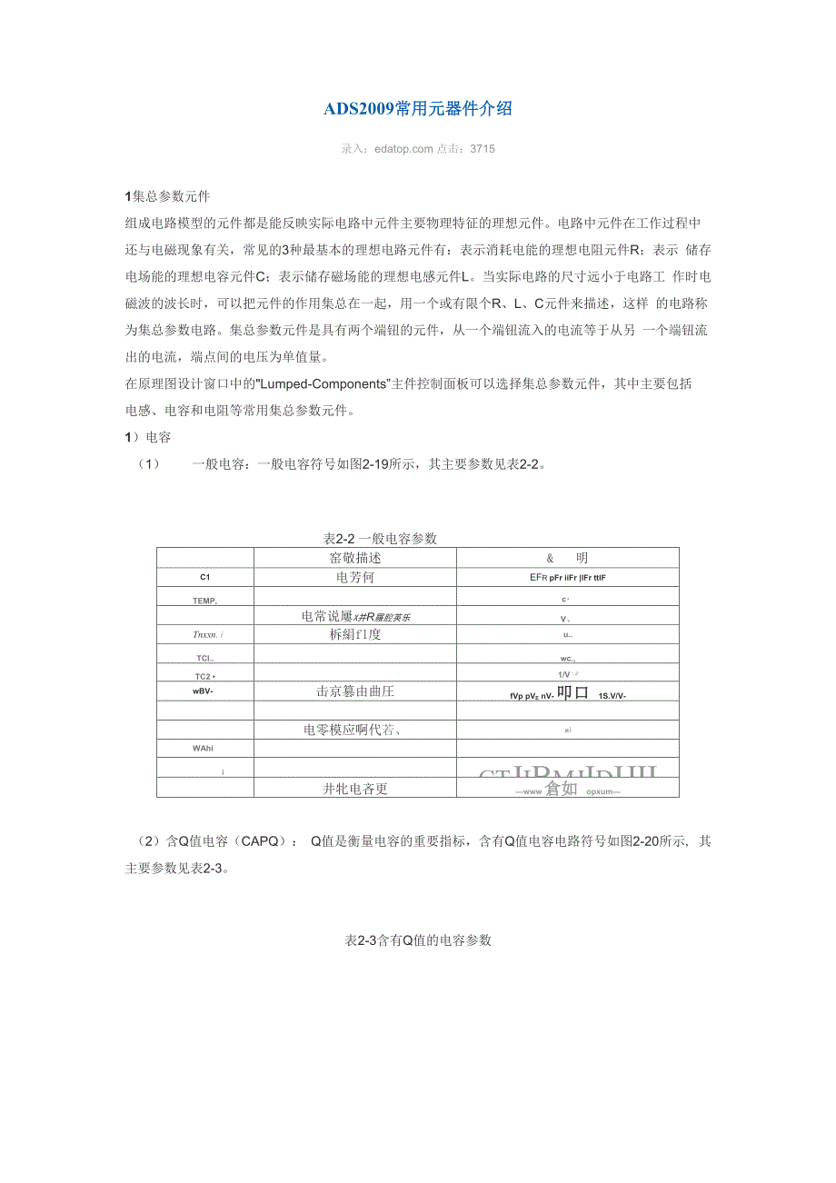 ADS2009 常用元器件介绍_第1页