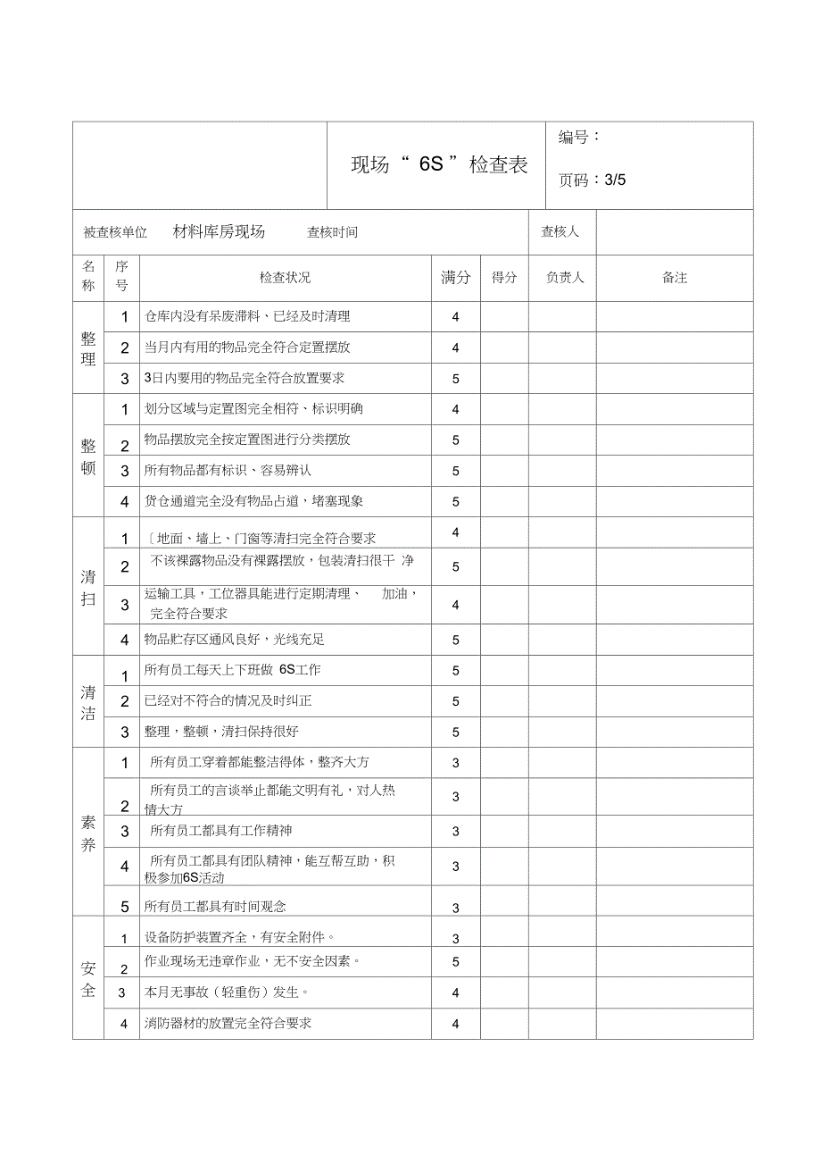 6S检查表标准版资料_第4页