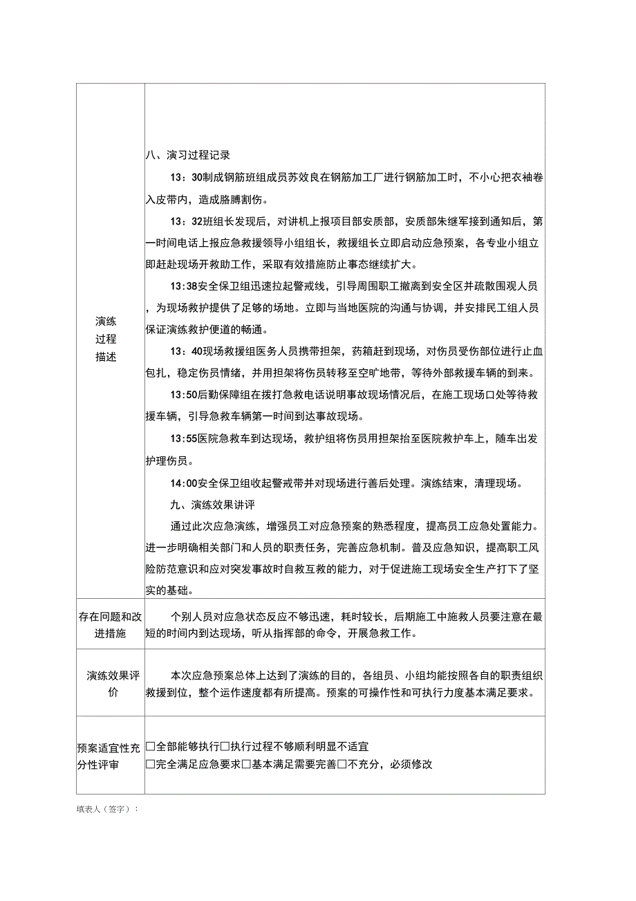 防机械伤害事故应急救援预案演练记录_第2页