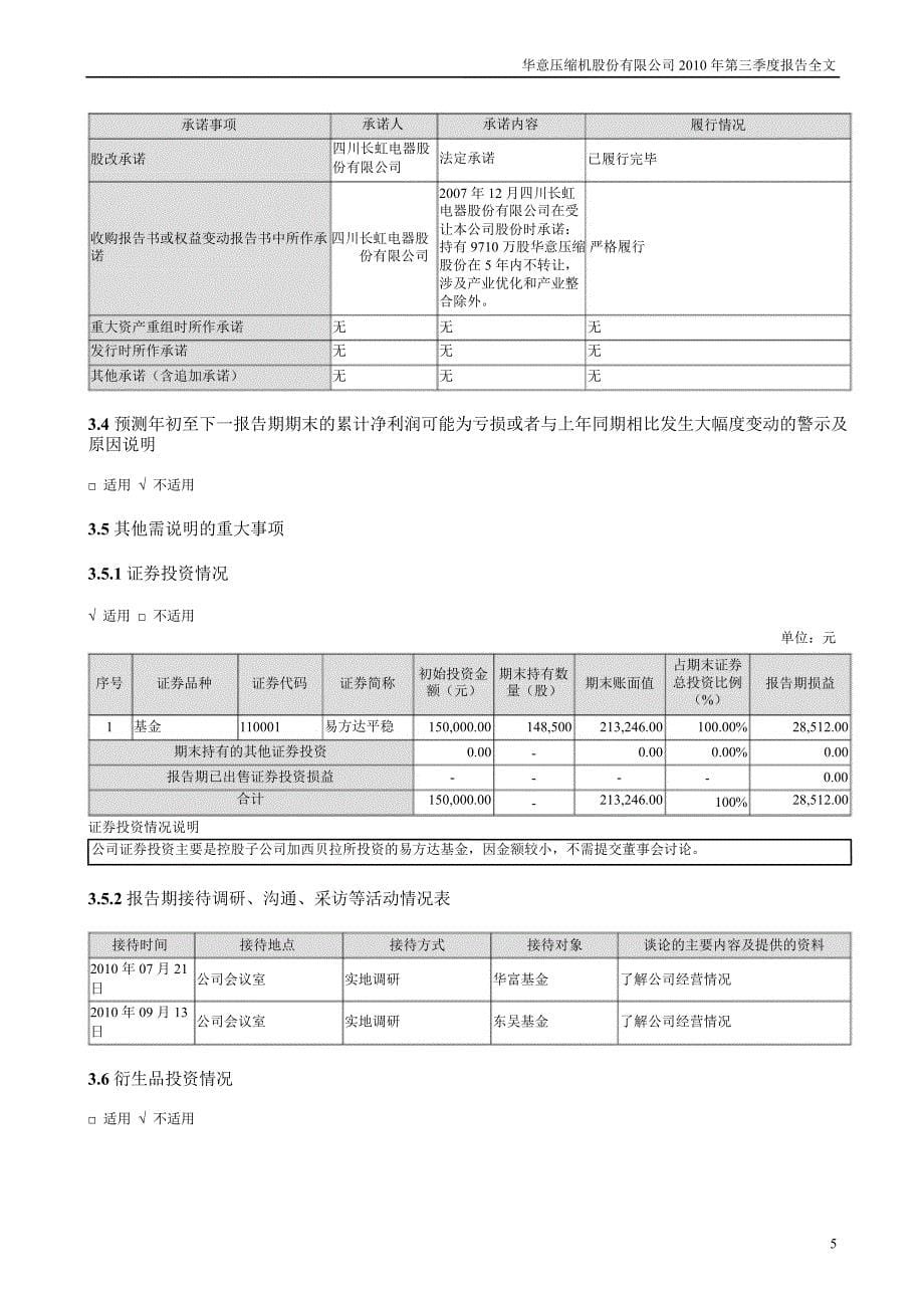 华意压缩：第三季度报告全文_第5页