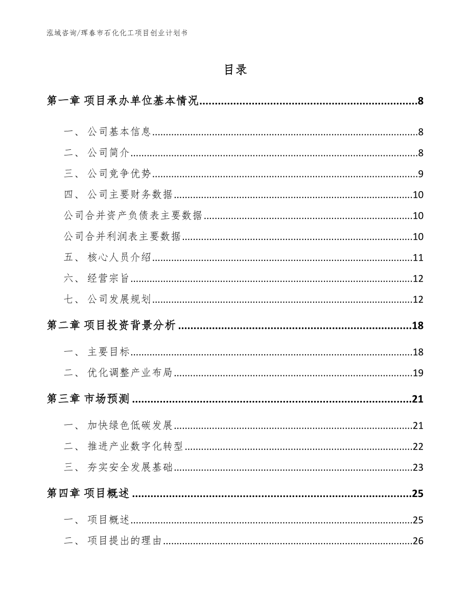 珲春市石化化工项目创业计划书_第2页