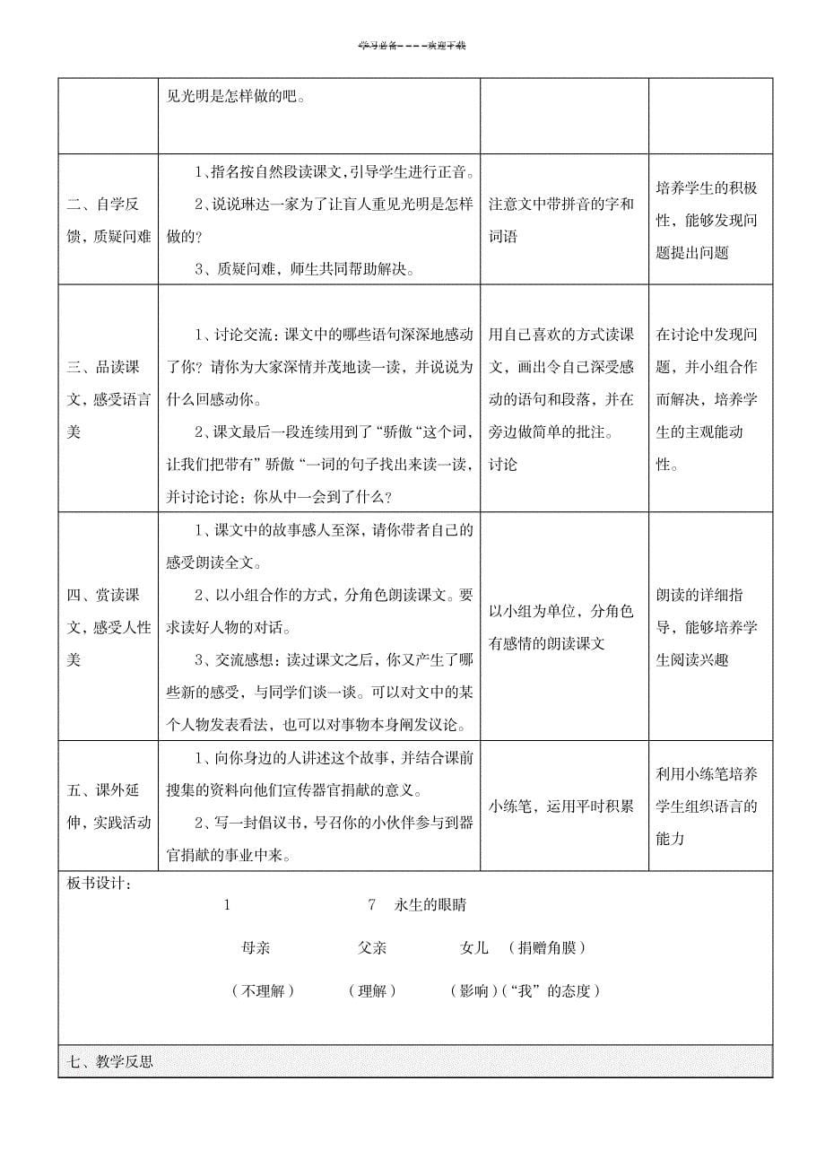 2023年人教版四年级下册语文表格精品讲义第五单元1_第5页