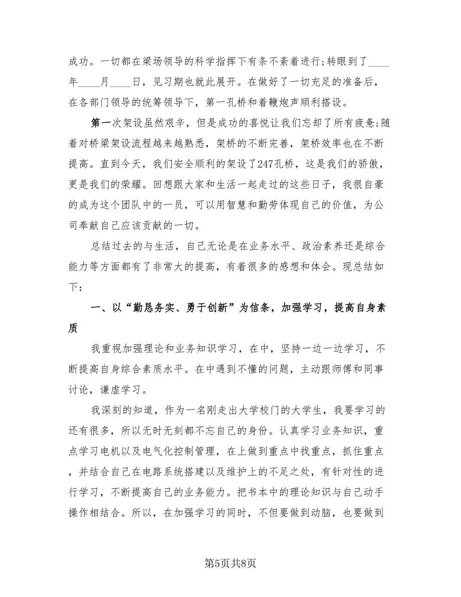 2023工程师试用期转正工作总结（2篇）.doc_第5页