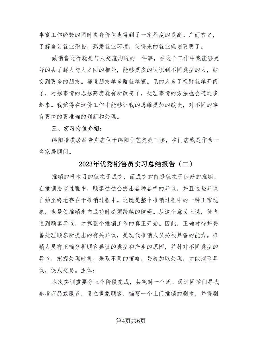 2023年优秀销售员实习总结报告（2篇）.doc_第4页