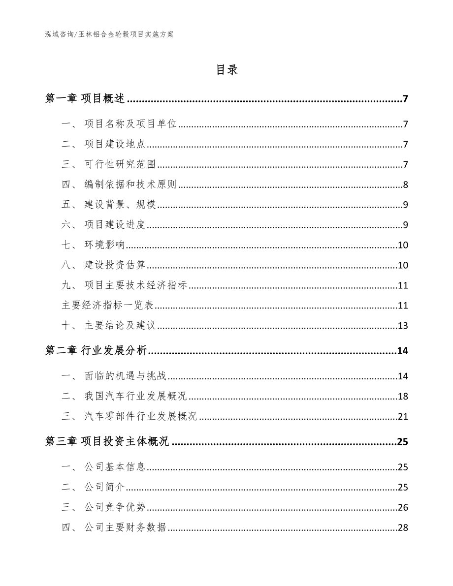 玉林铝合金轮毂项目实施方案_模板参考_第1页