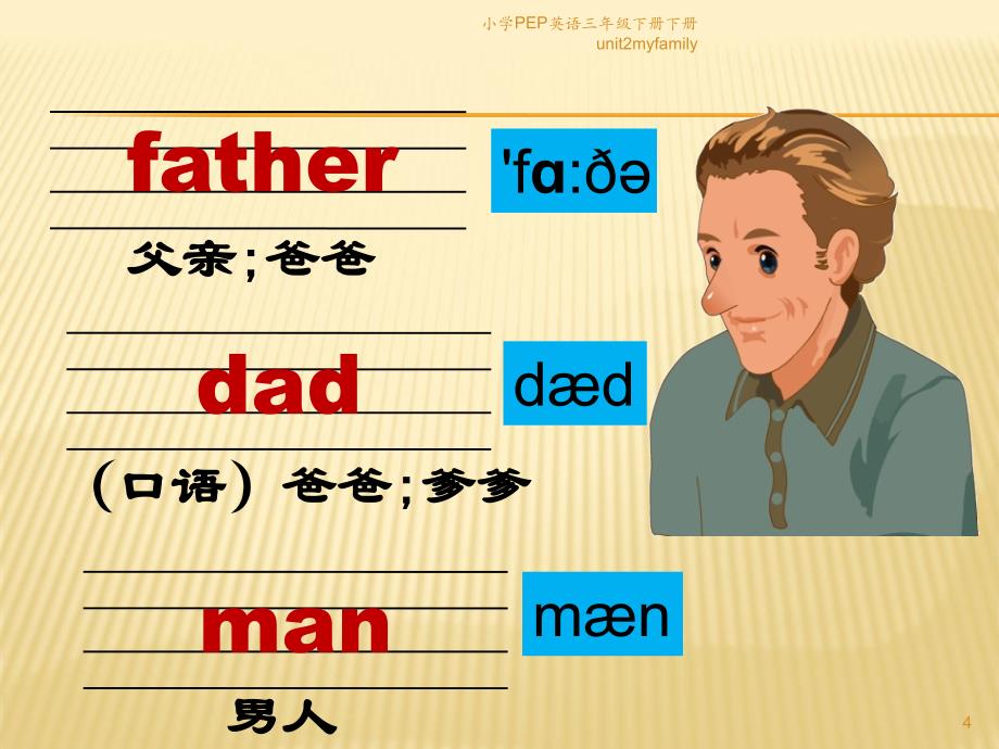 小学PEP英语三年级下册下册unit2myfamily课件_第4页