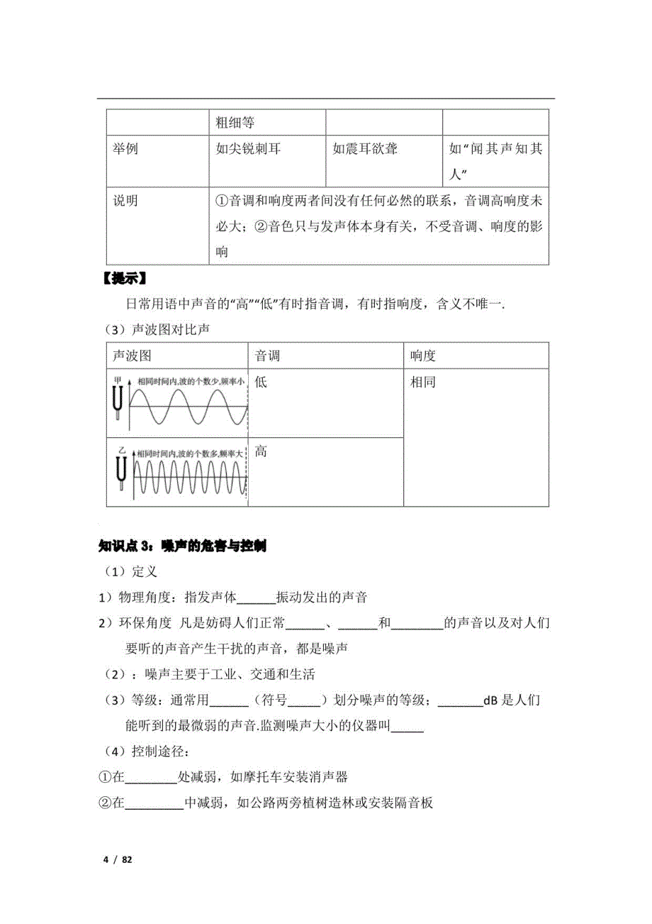 初中物理知识点手册大全（挖空+答案）_第4页