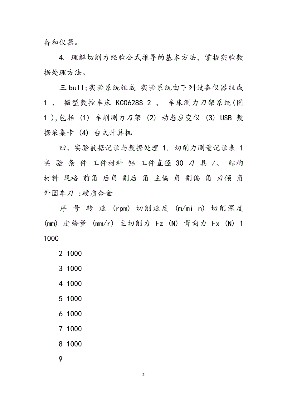 2023年实验二车削加工切削力测量实验报告书.docx_第2页