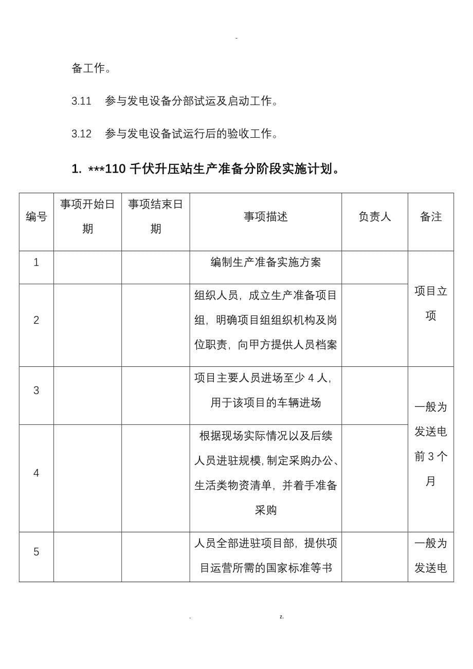 110千伏升压站生产准备实施方案_第5页