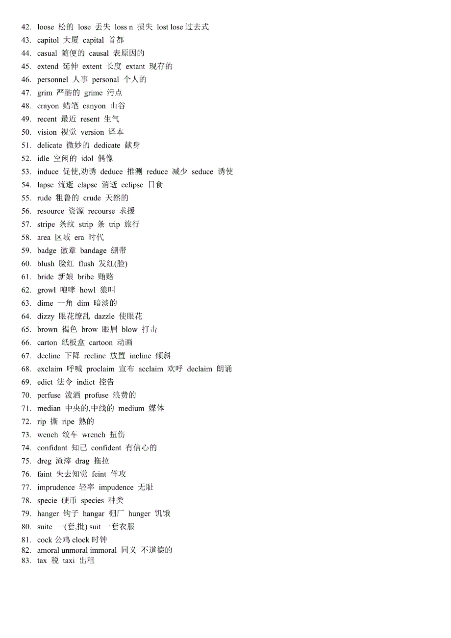 部分形近易错的英语单词整理汇总_第2页