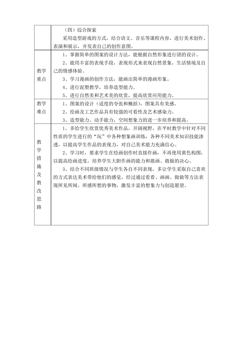 鲁教版三年级美术下册教学计划_第4页