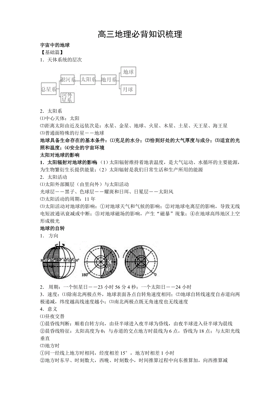 高三地理必背知识梳理_第1页