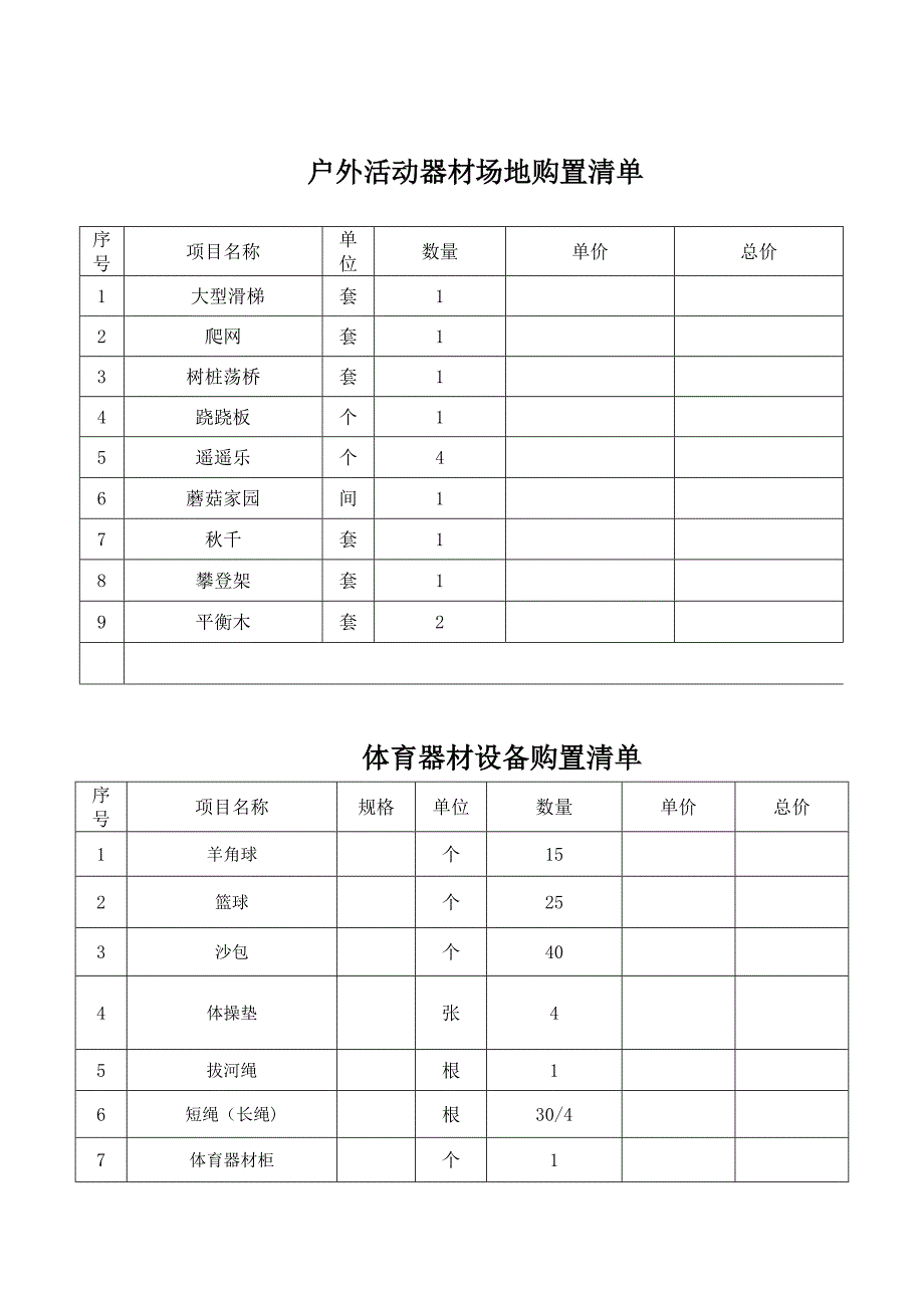 幼儿园教室设备采购清单_第4页