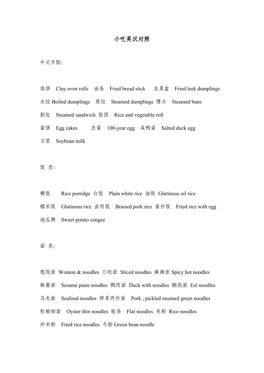 小吃英汉对照.doc_第1页