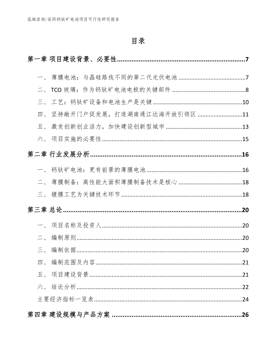 岳阳钙钛矿电池项目可行性研究报告_第1页