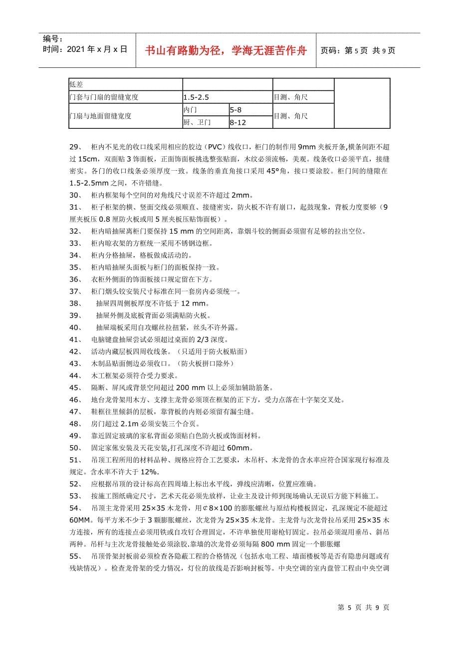 装饰设计工程公司工程验收标准_第5页