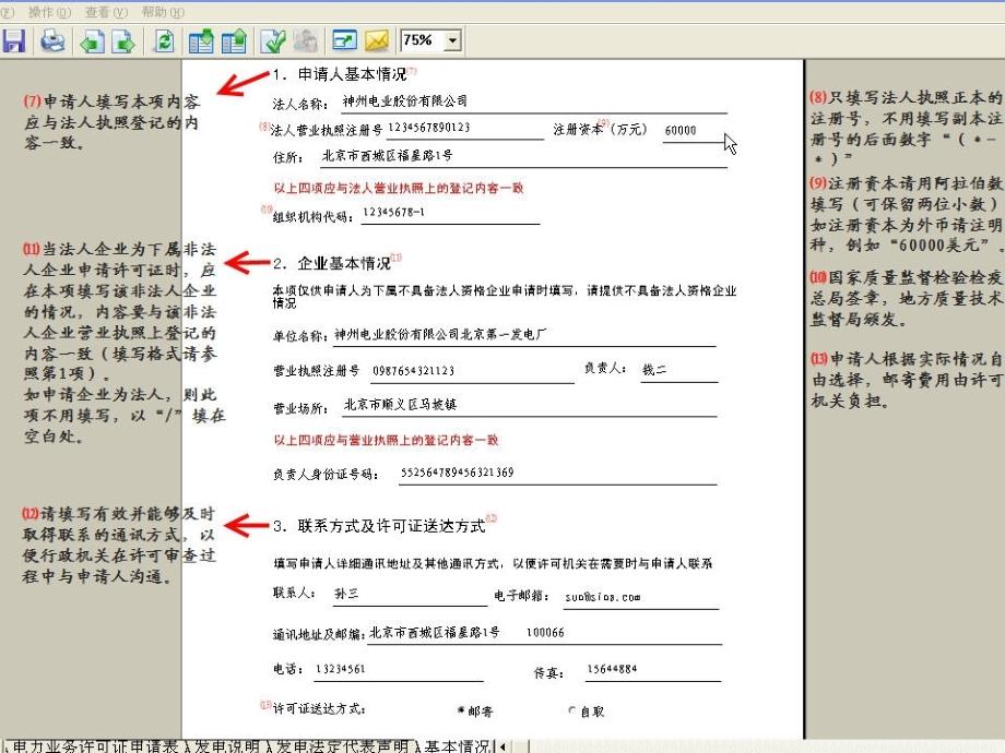 电力业务许可证申请表填写示范_第4页