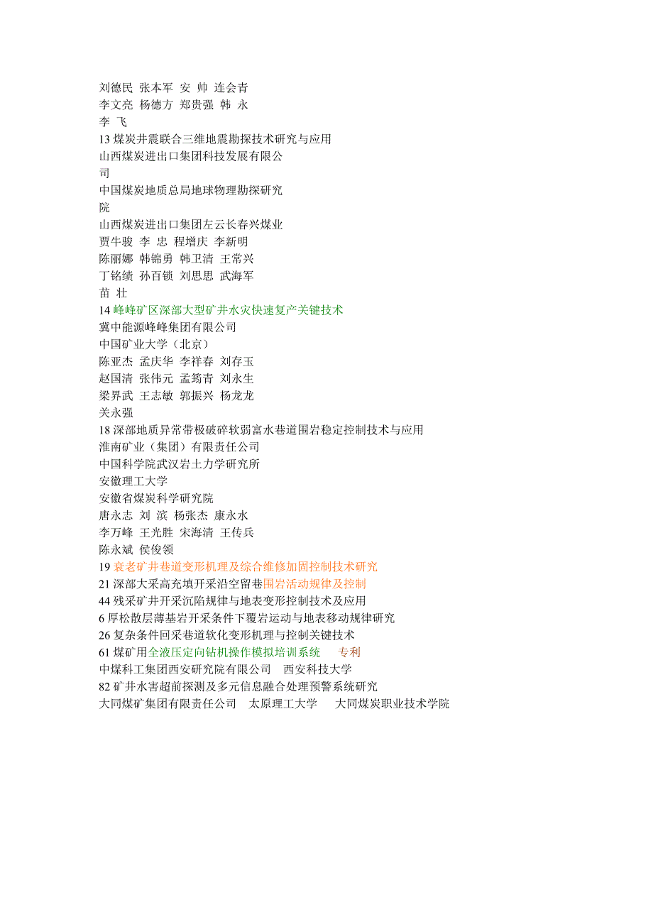 中国煤炭工业协会科学技术奖获奖项目_第4页