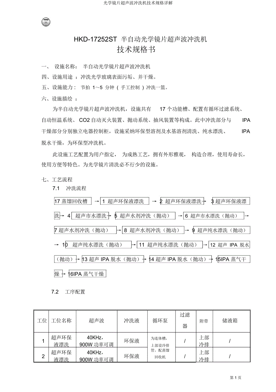 光学镜片超声波清洗机技术规格详解.docx_第1页