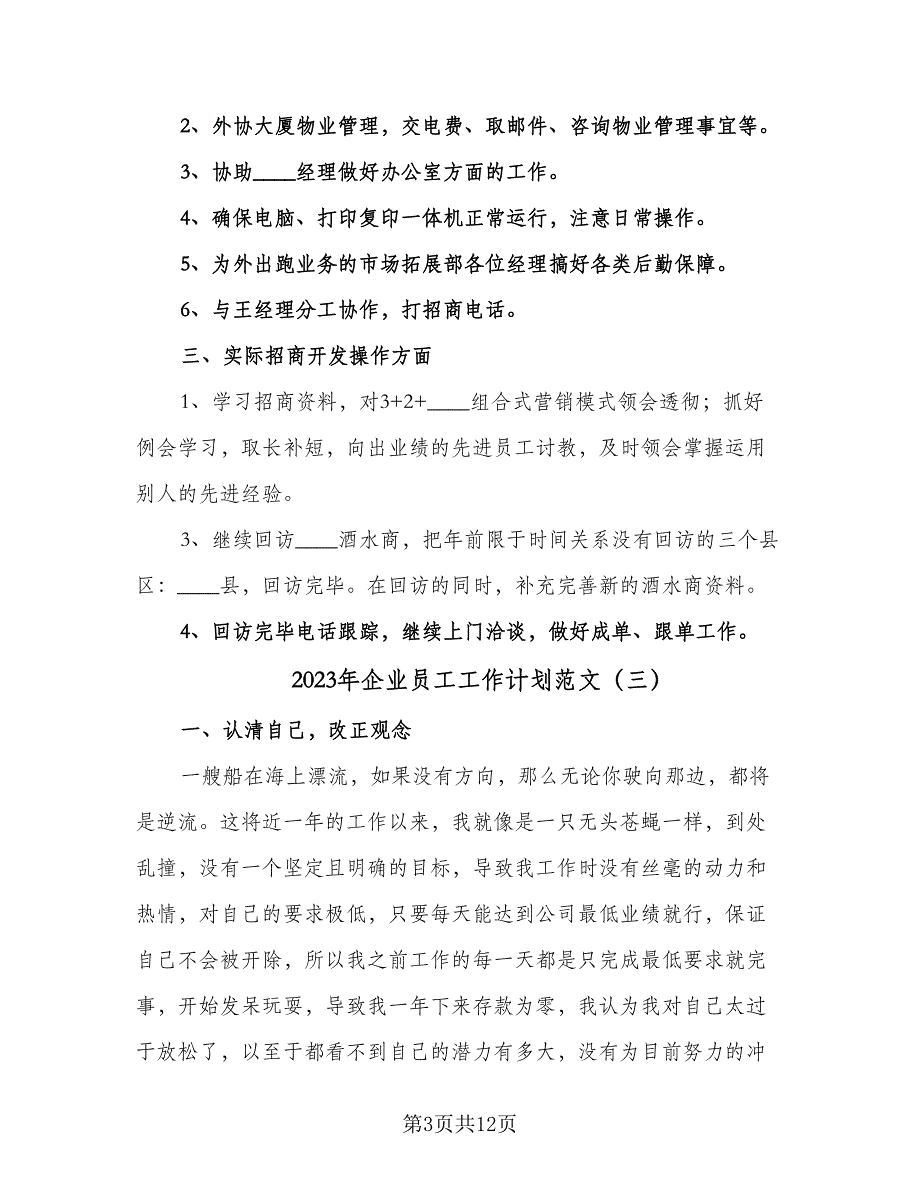 2023年企业员工工作计划范文（6篇）.doc_第3页