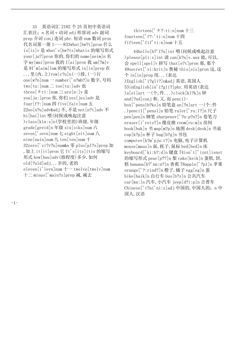 初中英语单词表大全2182个带音标1文档.docx_第1页