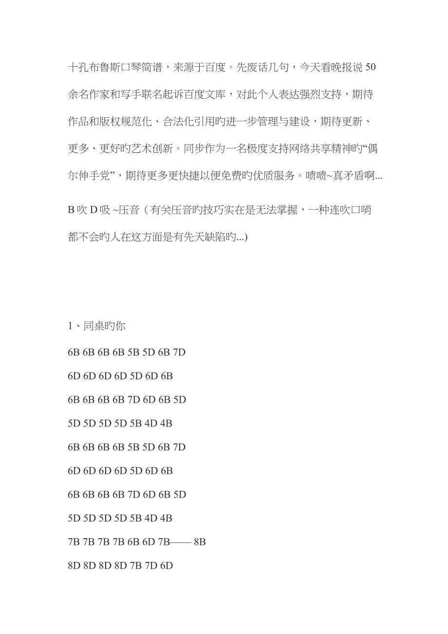 十孔口琴布鲁斯各个歌曲BD口琴谱大全28310_第1页