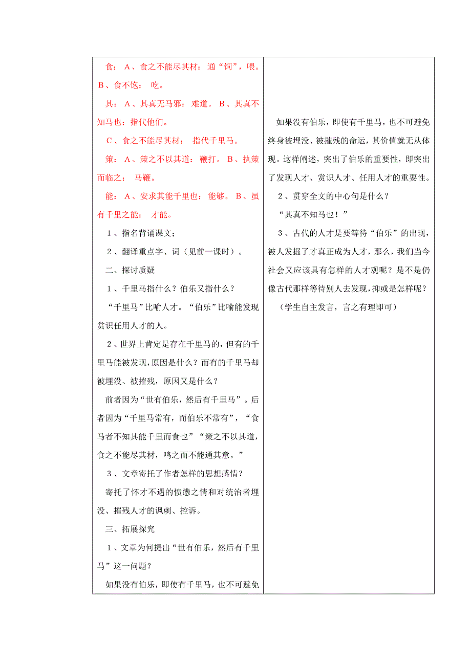 2020山东省临沂市蒙阴县第四中学八年级语文人教版下册教案：23马说_第3页