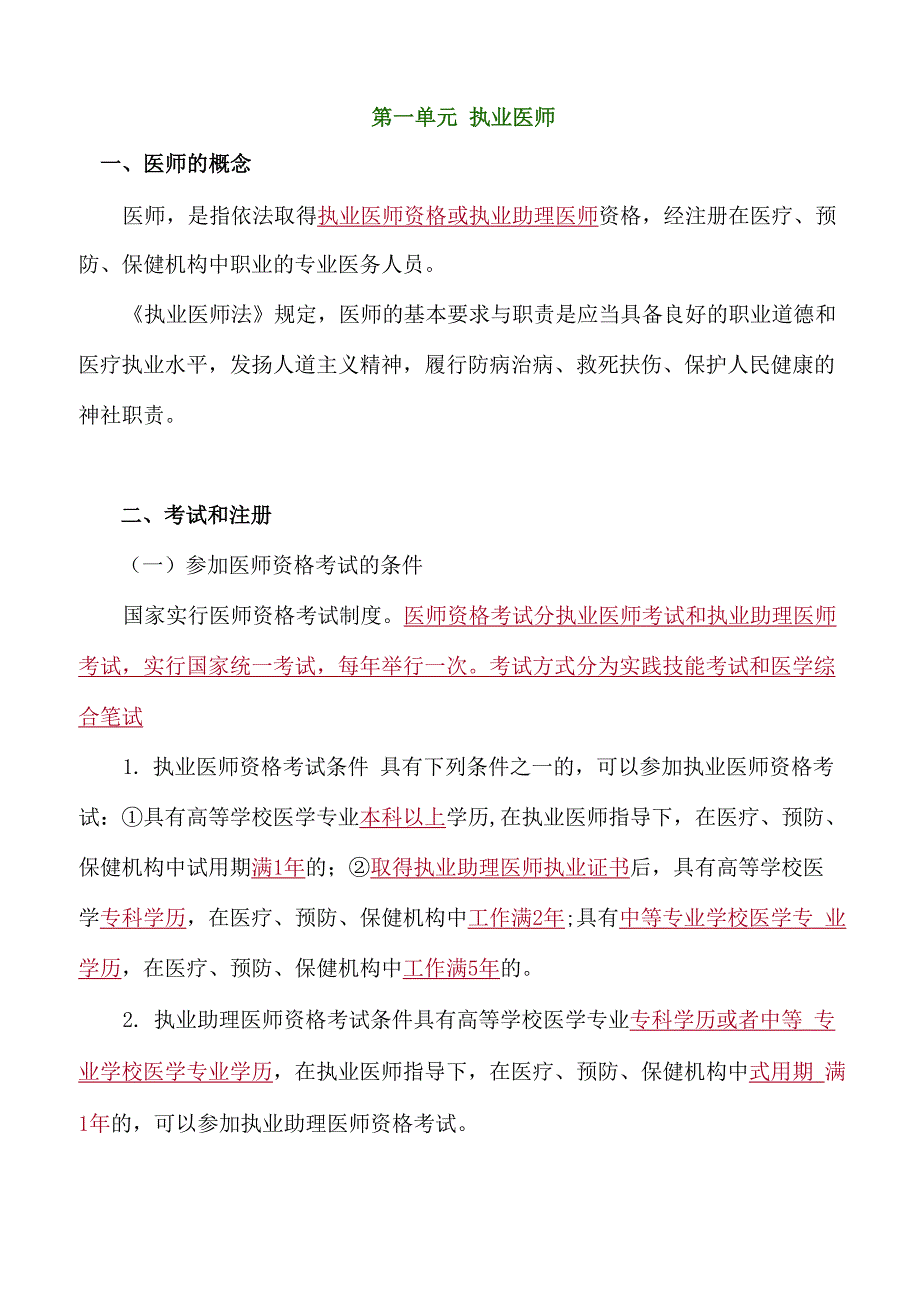 执业医师考试卫生法规考点梳理_第1页