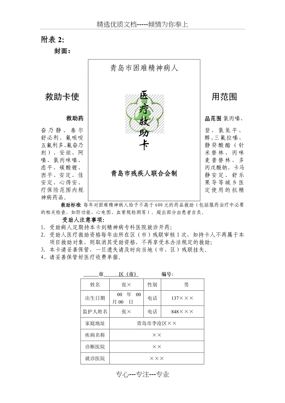 附表1：-青岛市困难精神病人服药救助申请审批表_第2页