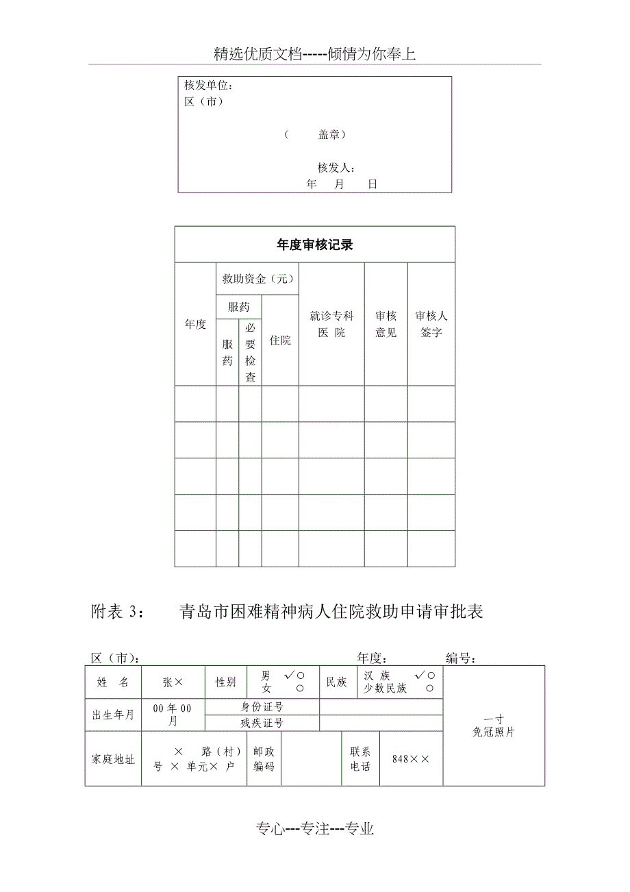 附表1：-青岛市困难精神病人服药救助申请审批表_第3页