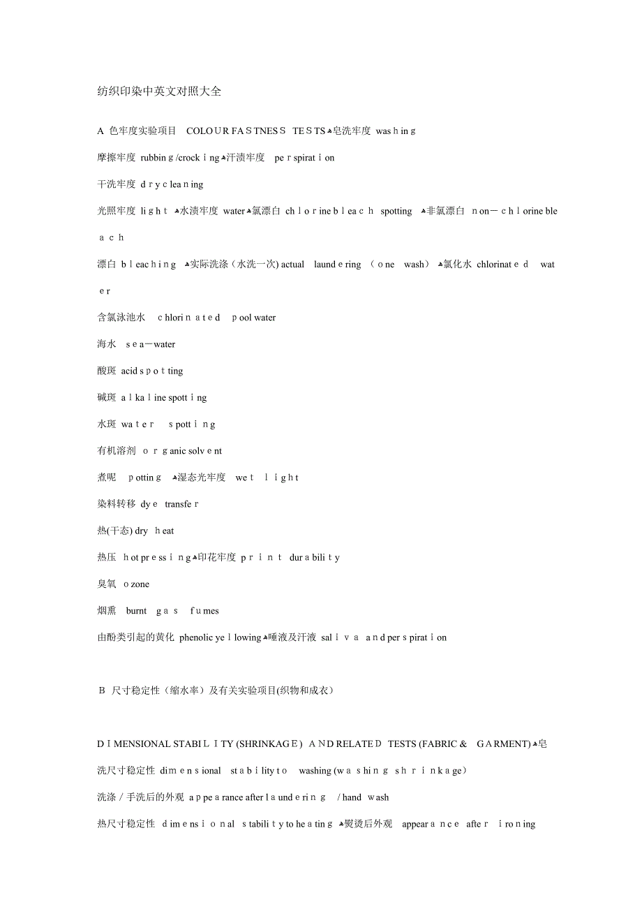 纺织印染中英文对照大全_第1页