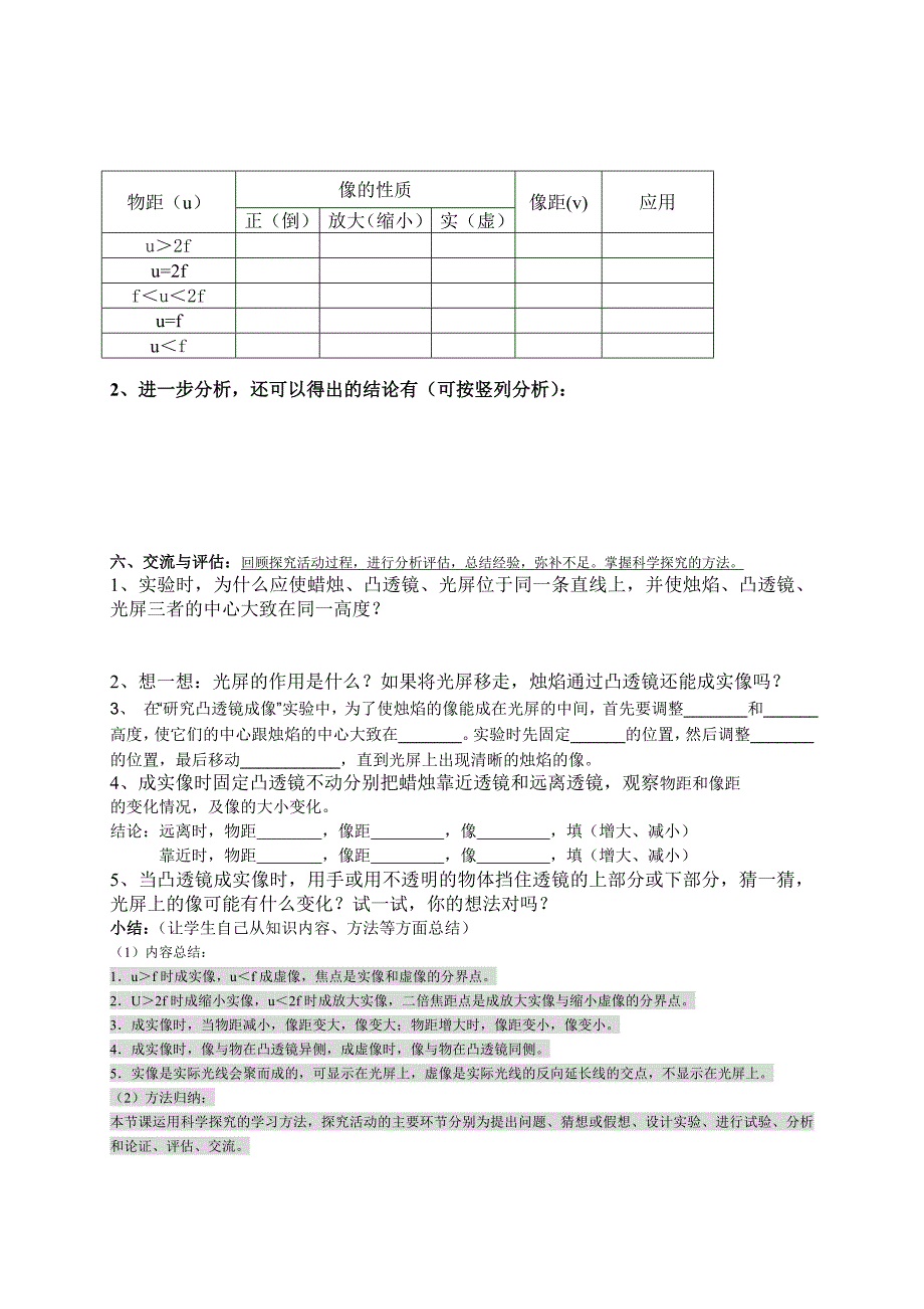 探究凸透镜成像规律实验报告册 (2)_第2页