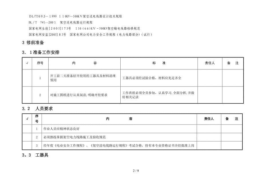 110KV~500KV线路杆塔基础开挖作业指导书_第2页