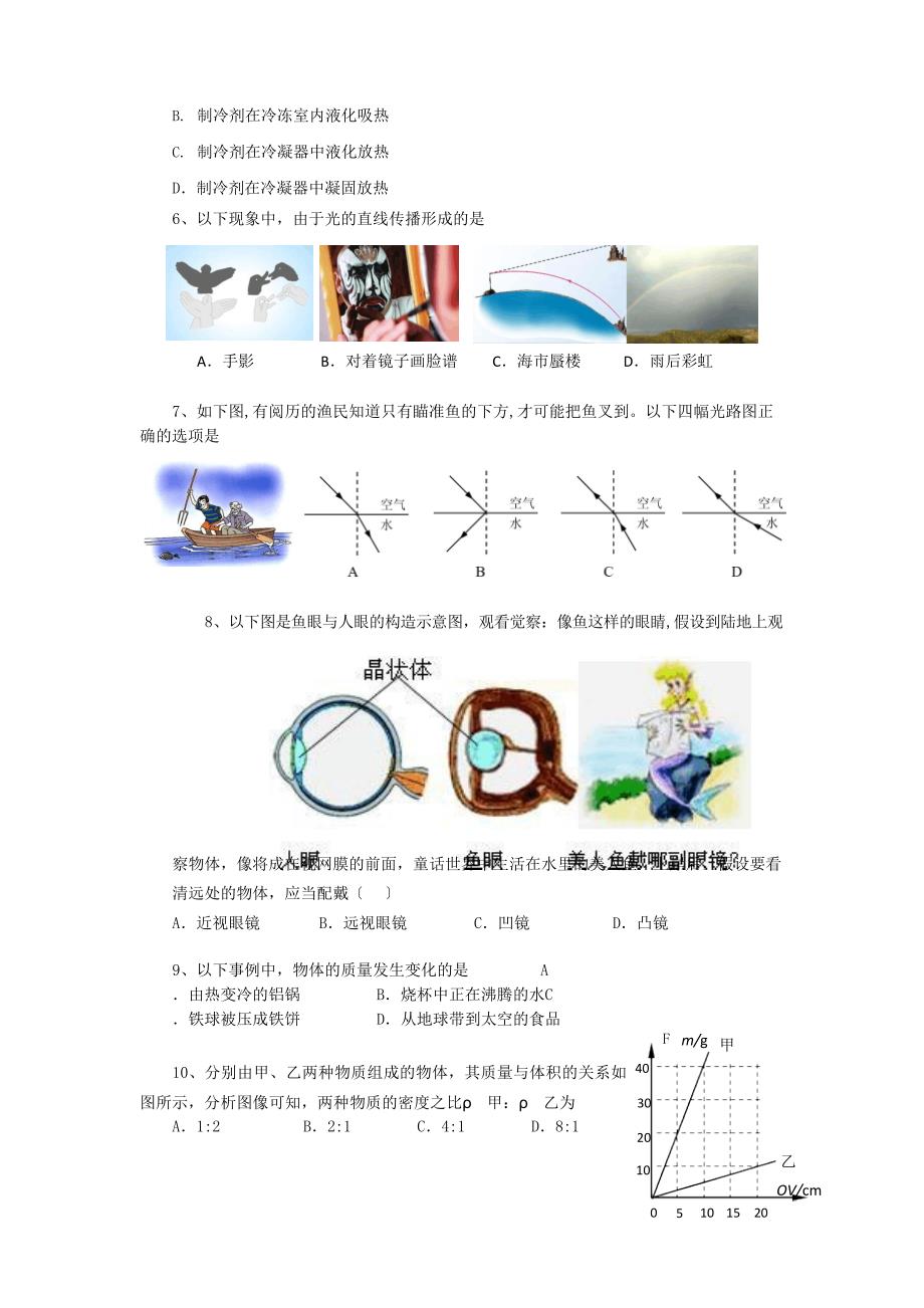 2023学年八年级上学期物理期末考试试卷_第2页