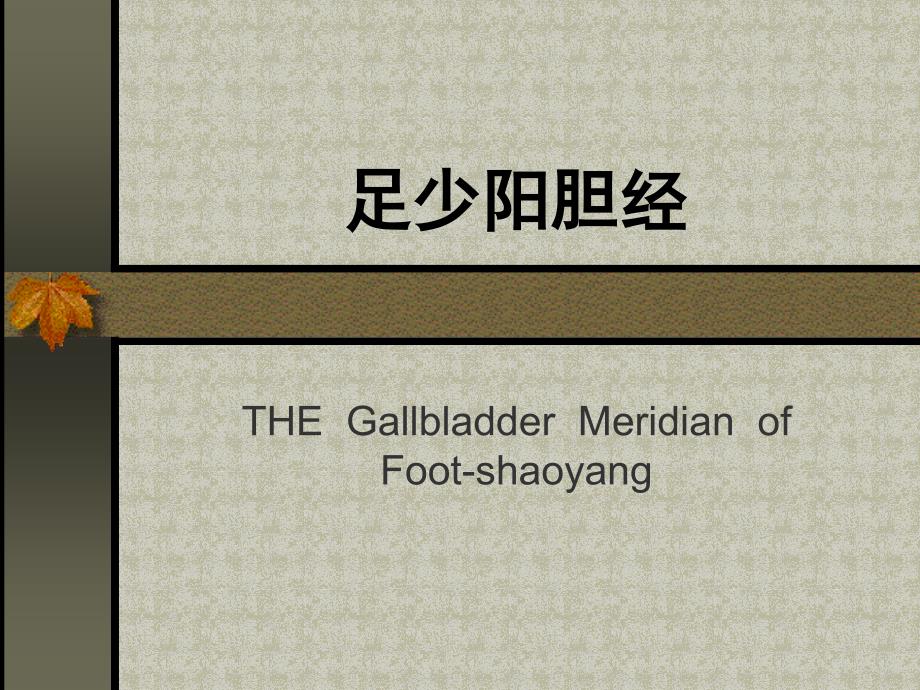 足少阳胆经THEGallbladderMeridianofFootshaoyangppt课件_第1页