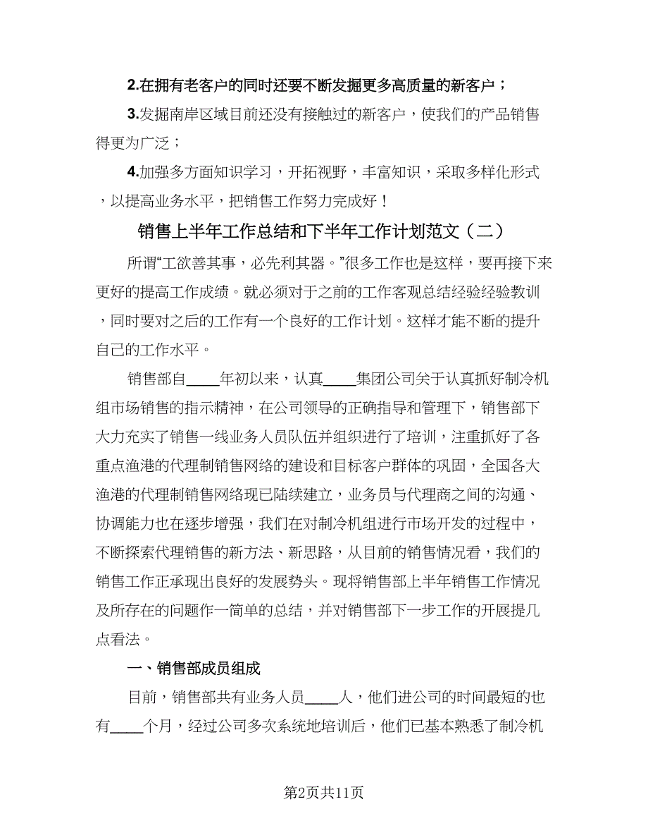 销售上半年工作总结和下半年工作计划范文（三篇）.doc_第2页