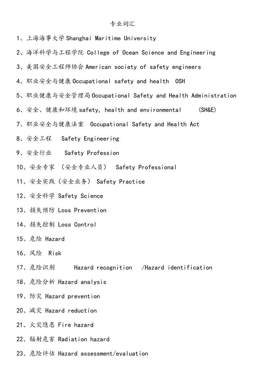 安全英语专业词汇_第1页
