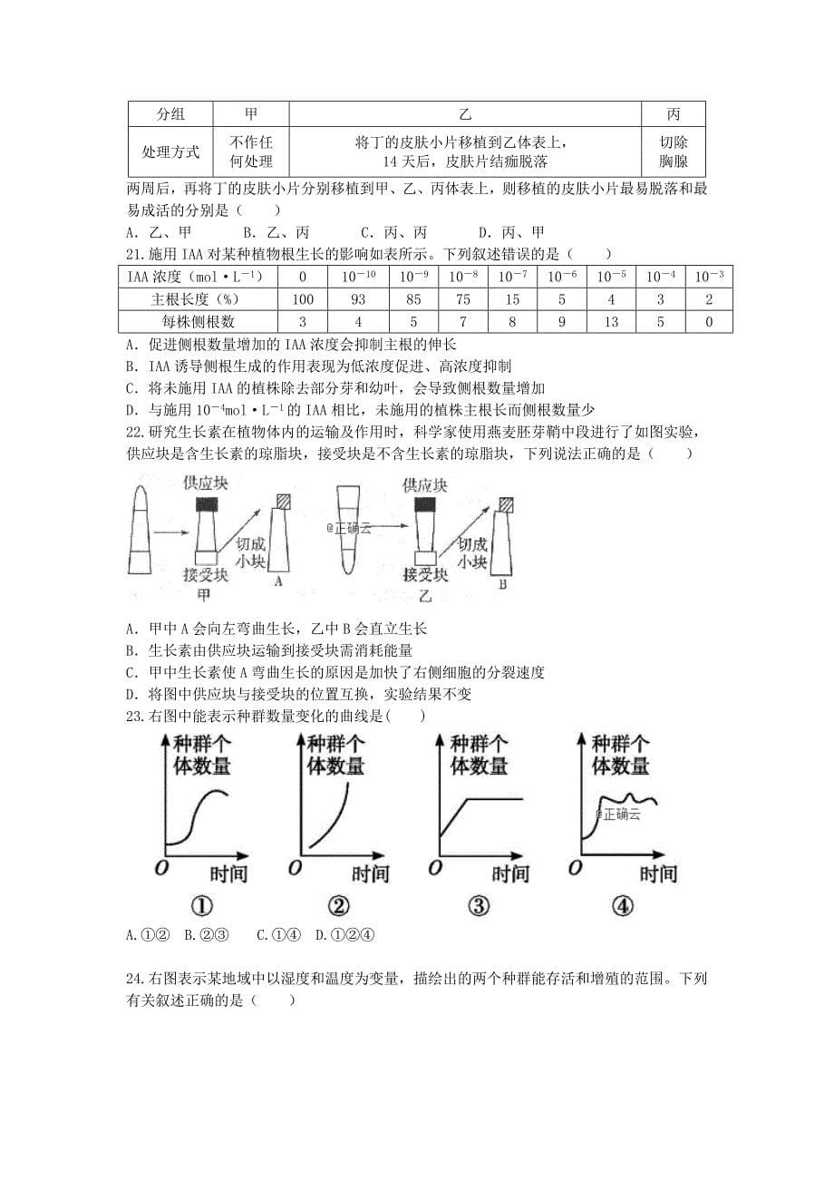 江西省高安二中2018-2019学年高二生物上学期期中试题_第5页