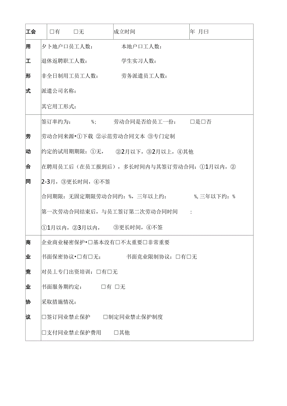 企业劳动用工法律风险调查表_第2页