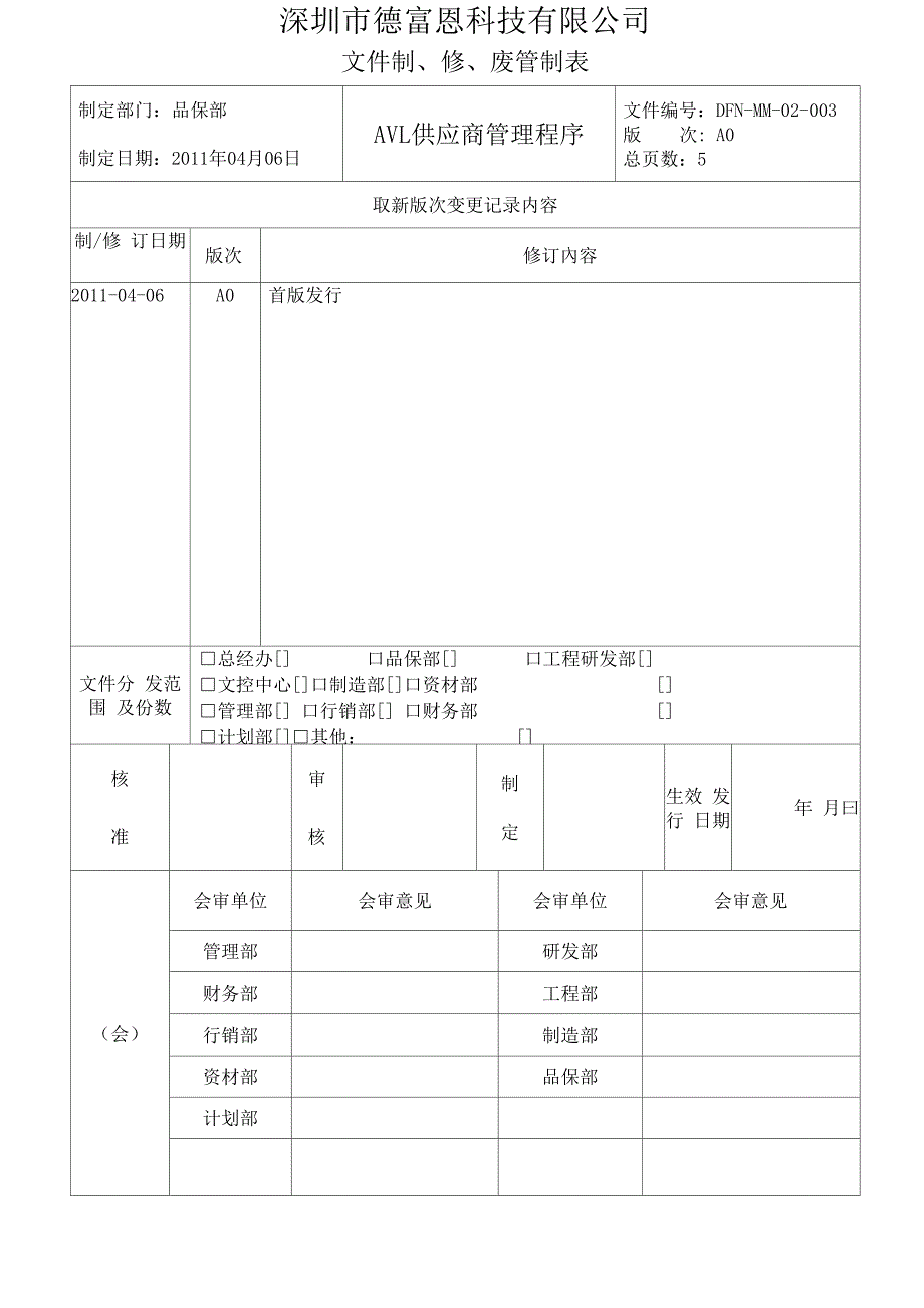 AVL供应商管理程序_第1页