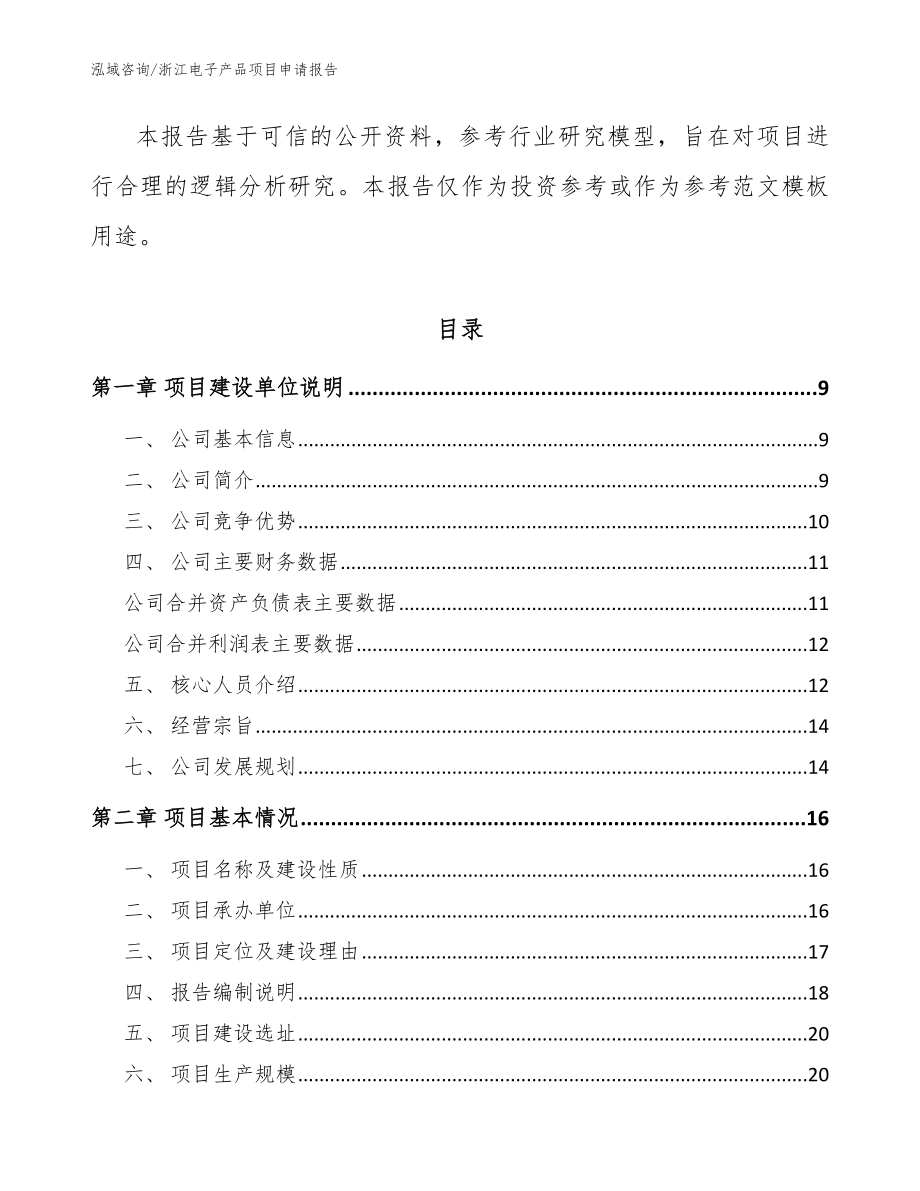 浙江电子产品项目申请报告_范文参考_第3页