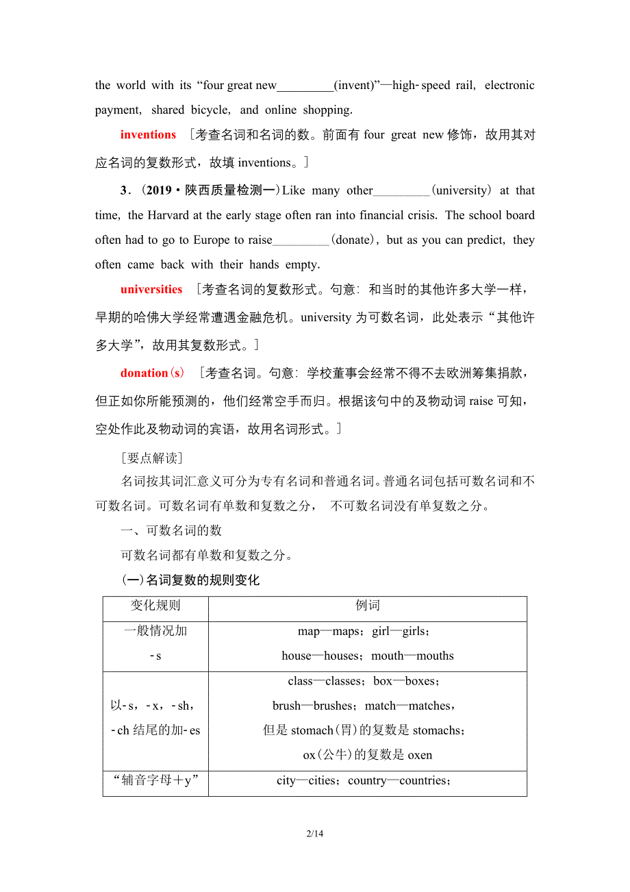 2021版高考英语一轮复习讲义（北师大版）第2部分 板块2 第1讲　名词和数词.doc_第2页