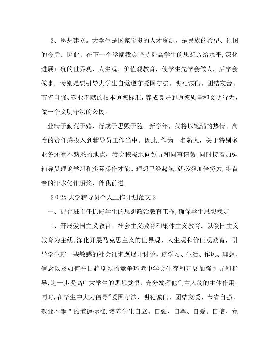 大学辅导员个人工作计划_第5页