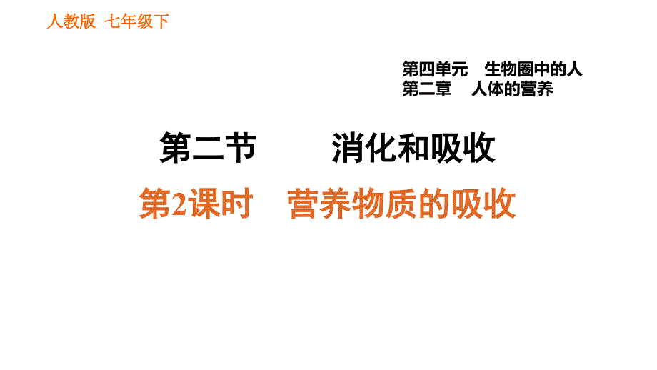 人教版七年级下册生物 第2章 4.2.2.2 营养物质的吸收 习题课件_第1页