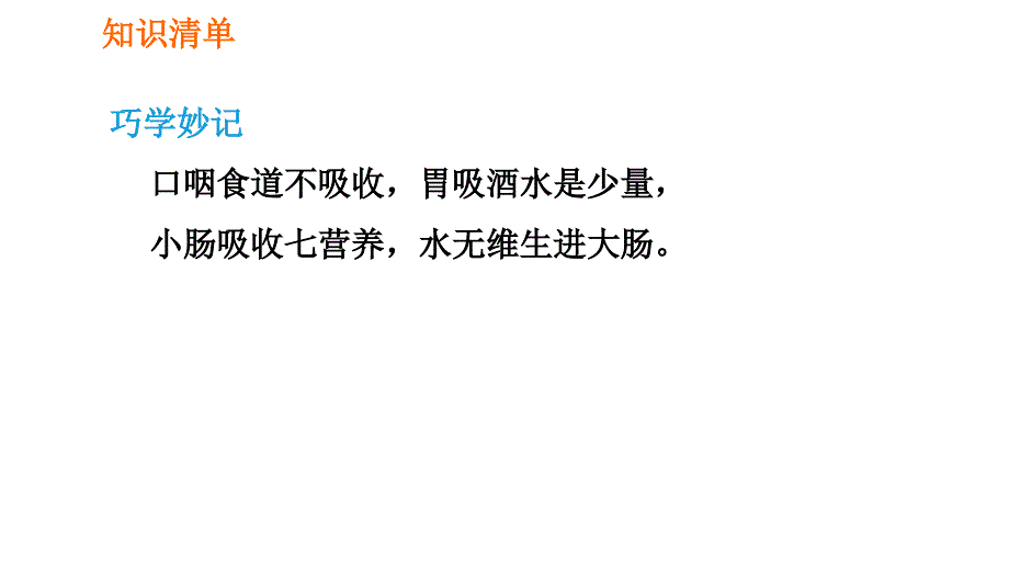 人教版七年级下册生物 第2章 4.2.2.2 营养物质的吸收 习题课件_第4页