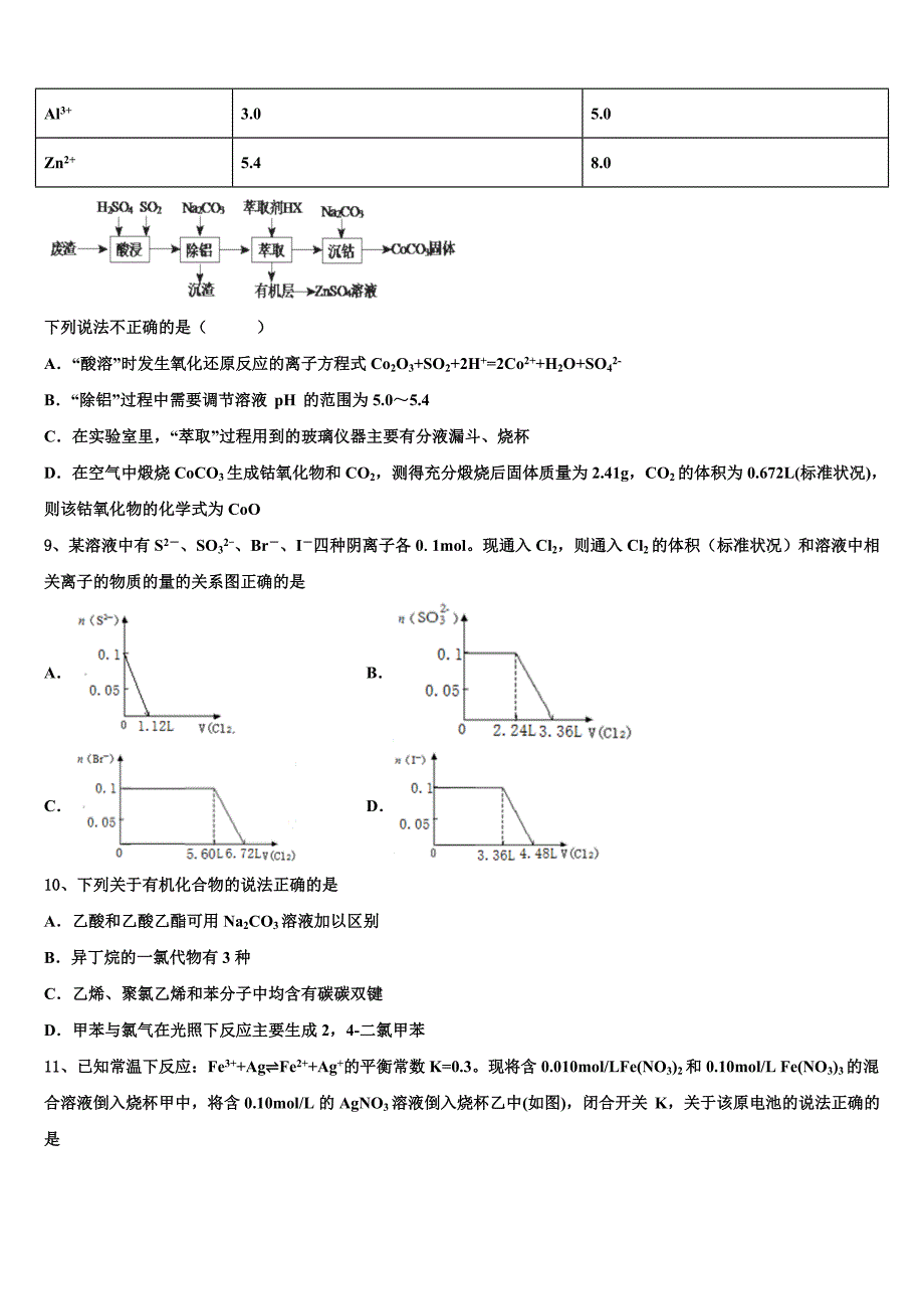 山东省菏泽市单县第五中学2023年高三适应性调研考试化学试题含解析_第3页