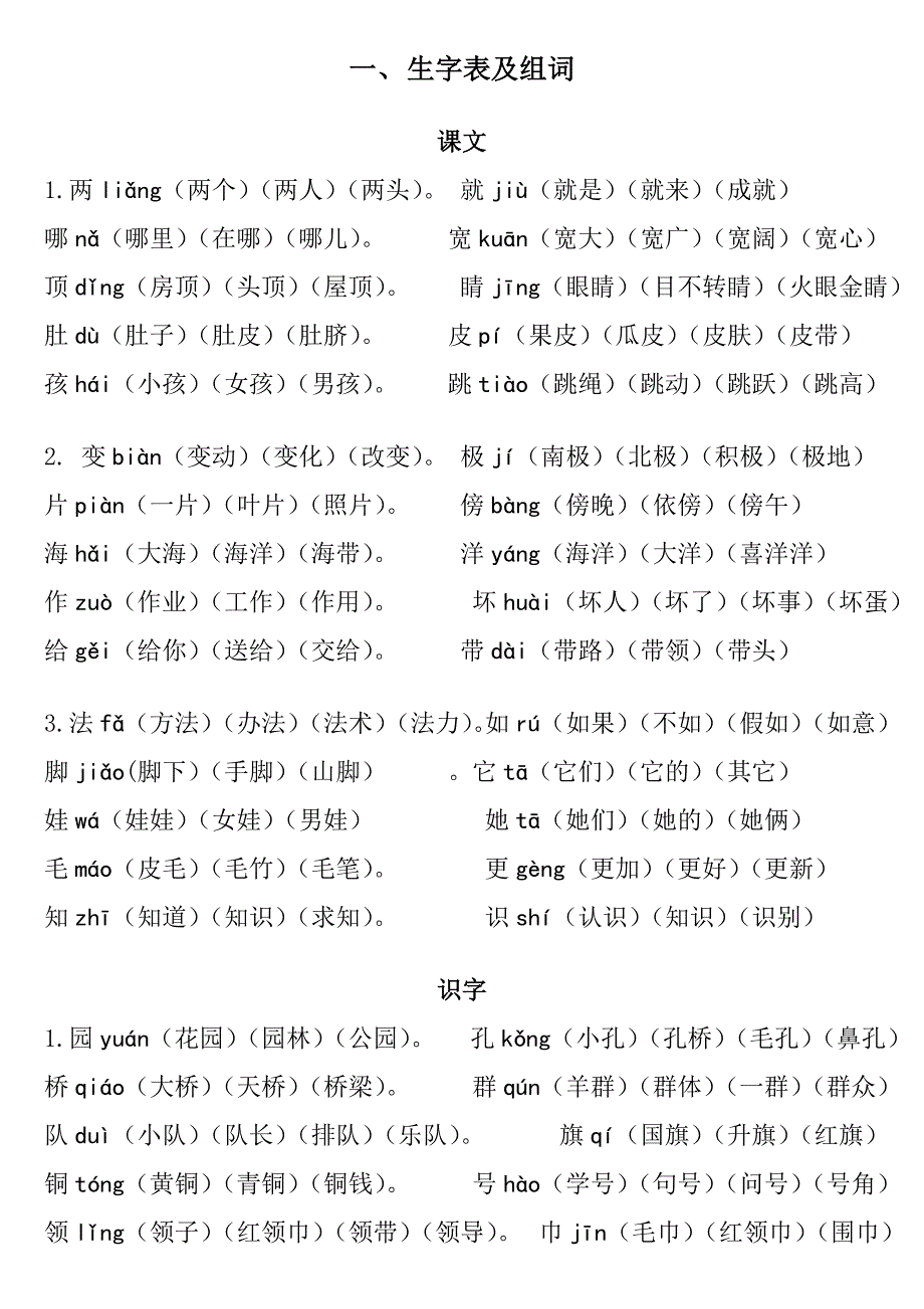 二年级字词带拼音组词_第1页