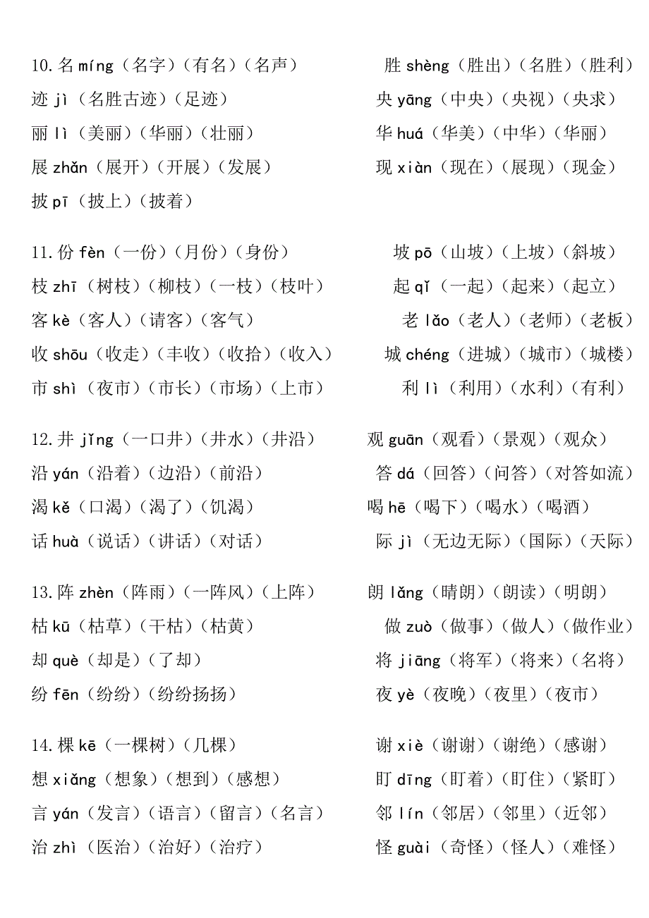 二年级字词带拼音组词_第4页