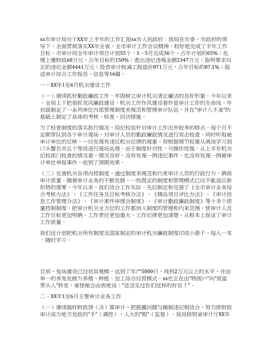 市审计局2021年上半年工作总结.docx_第1页